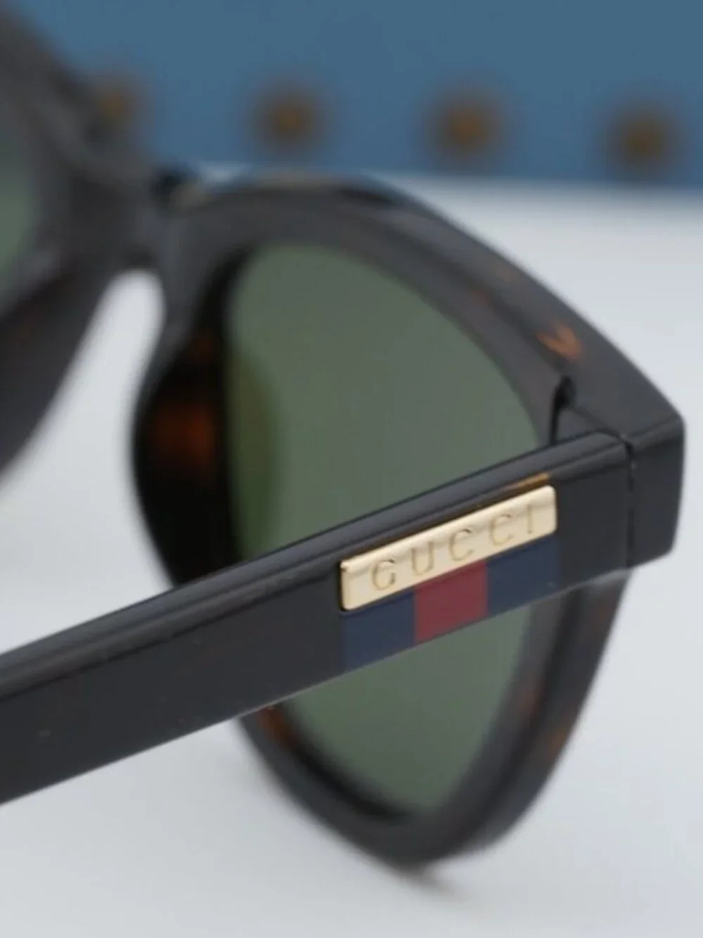 Gucci GG1116S 002 Unisex Square Sunglasses - Havana / Green - Picture 9 of 11